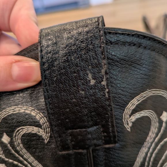 Toro Palomo -  Black Cowboy Boots With White Embroidery - Size 8 - Picture 10 of 11